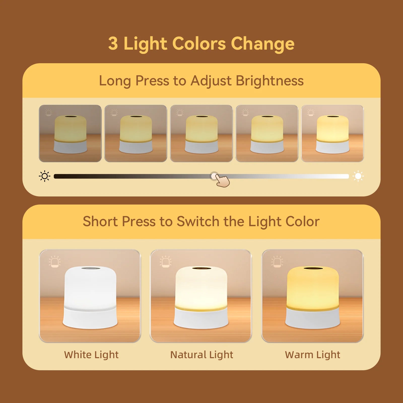 Rechargeable LED Night Light with Remote and Touch Control – RGB Dimmable Portable Lamp for Bedroom and Kids Room