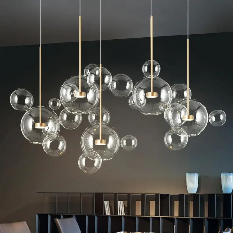 Modern Mouse LED Bubble Ball Chandelier – Creative Transparent Glass Pendant Light for Living Room & Children's Rooms