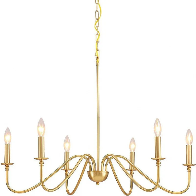 Retro Loft Living Room Chandelier – Vintage American Style E14 Ceiling Light (Black/Gold)