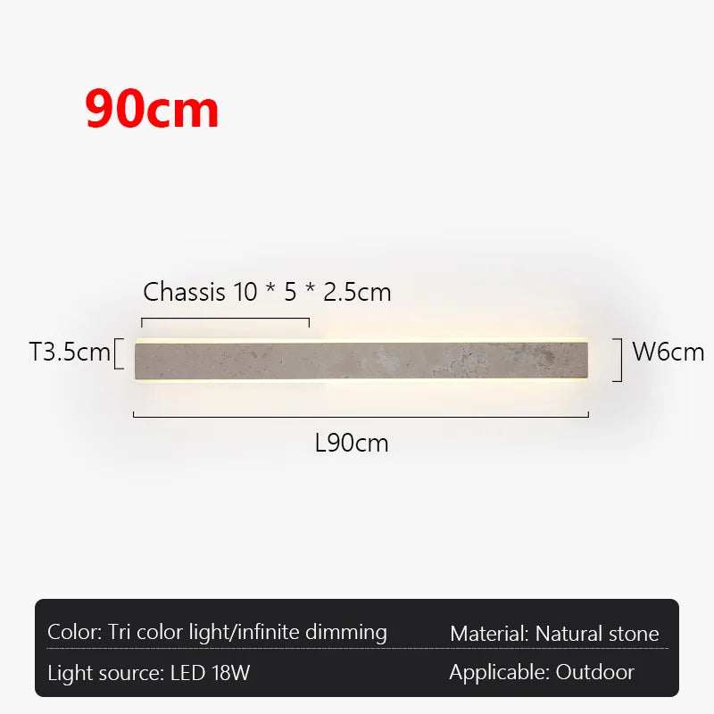 Outdoor Garden Wall Lamp – Yellow Natural Stone Long Strip Waterproof Lighting for Villa, Courtyard, Terrace