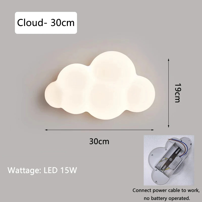 White Cloud LED Wall Lamp – Children's Nursery and Bedroom Bedside Light in Soft PVC for Kids and Baby Rooms