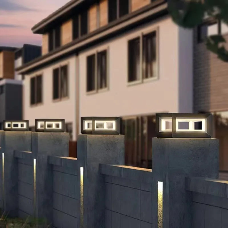 Outdoor IP65 Waterproof LED Square Lawn Light, Stainless Steel Pillar &amp; Fence Post Lamp for Courtyard & Path Lighting
