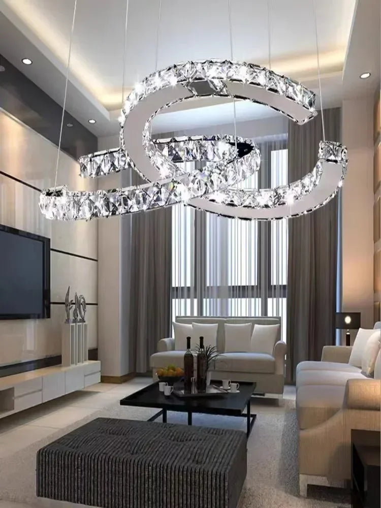 Modern 2024 Special-Shaped Crystal Chandelier – Elegant LED Ceiling Light for Living Room & Dining Room