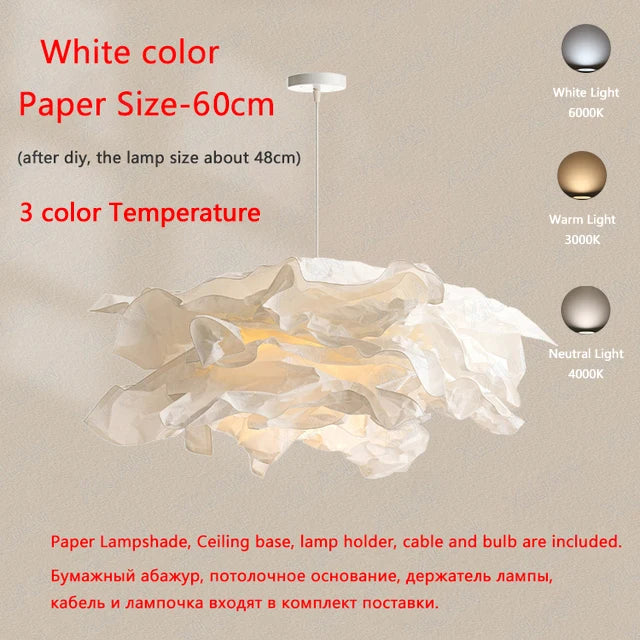 Minimalist Paper Chandelier Lighting – DIY White Pendant Lamp for Bedroom, Living Room & Home Interior (E27 LED)