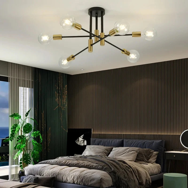 Retro Industrial Wrought Iron Ceiling Chandeliers LED Ceiling Lamp – Modern Home Luminaire for Living Room Decoration