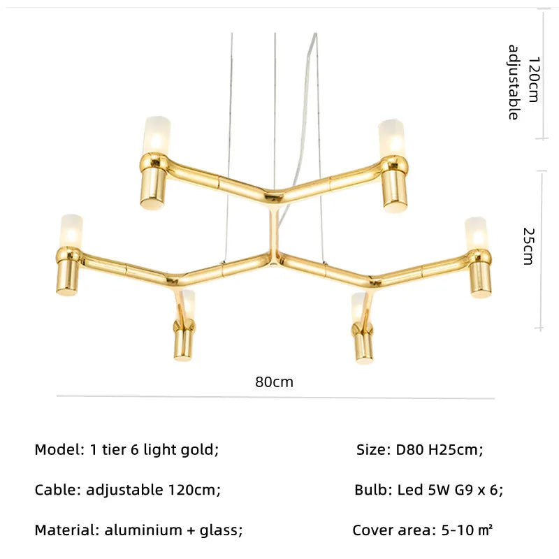 Modern Luxury Metal & Frosted Glass Geometric Ceiling Light – Adjustable Multi-Light Chandelier for Living Room, Dining Room & Hotels