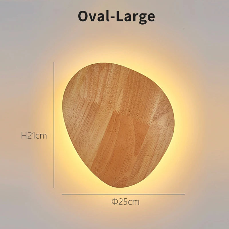 Nordic Circular Wooden LED Wall Light – Modern Minimalist Bedside and Staircase Sconce for Warm Ambient Home Lighting