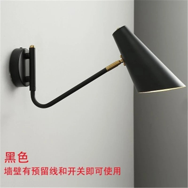 Adjustable Long-Arm LED Wall Lamp – American Modern Plug-In Sconce for Bedside, Study, and Interior Home Décor Lighting