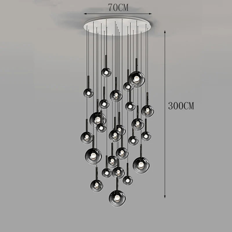 Modern Stair Chandelier – Multi-Head Pendant Lighting for Living Room, Stairwell & Indoor Decoration