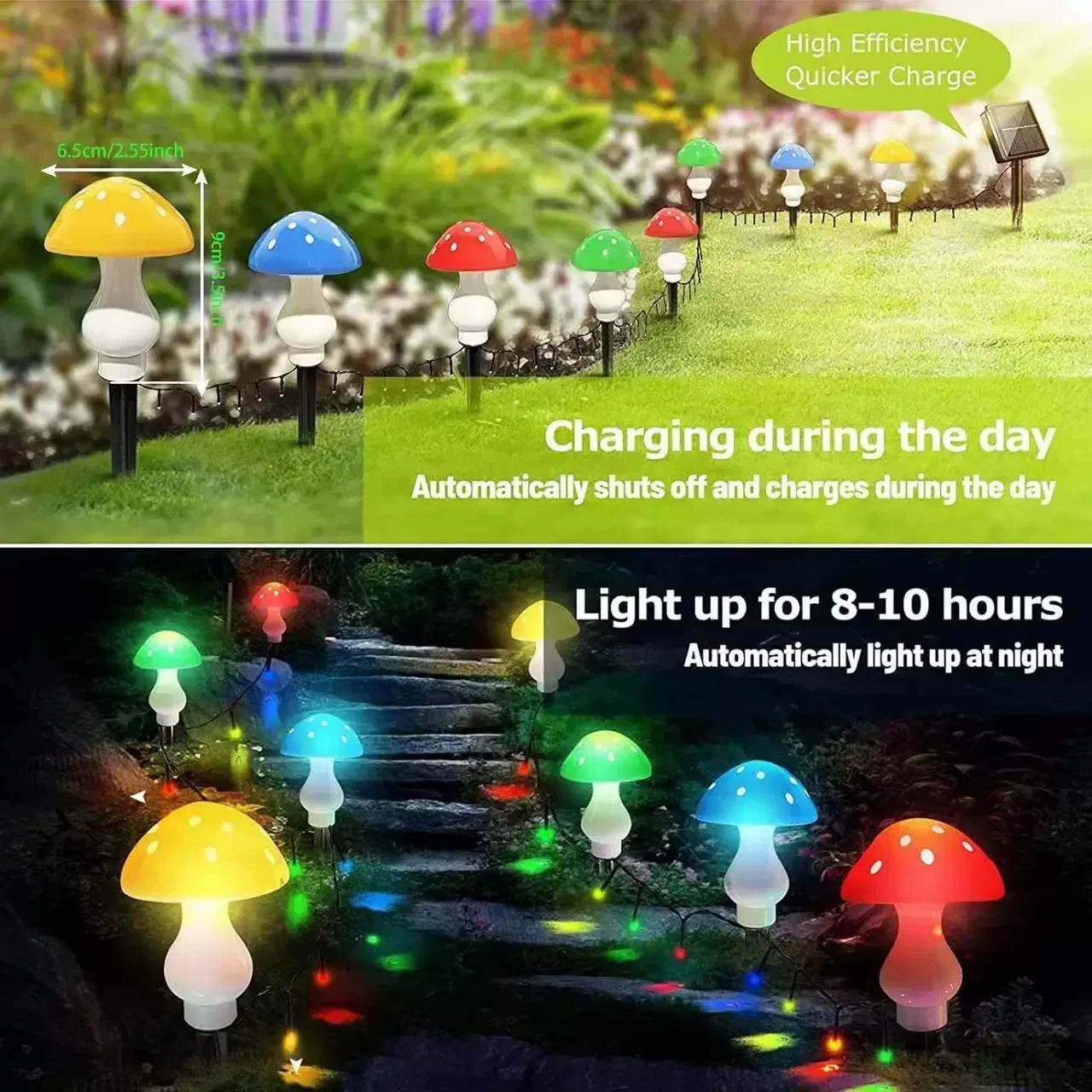 Christmas Solar Mushroom Fairy Lights – 8 LEDs Waterproof Garden Decor for Yard, Wedding & Party Decoration