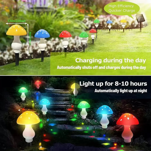 Christmas Solar Mushroom Fairy Lights – 8 LEDs Waterproof Garden Decor for Yard, Wedding & Party Decoration