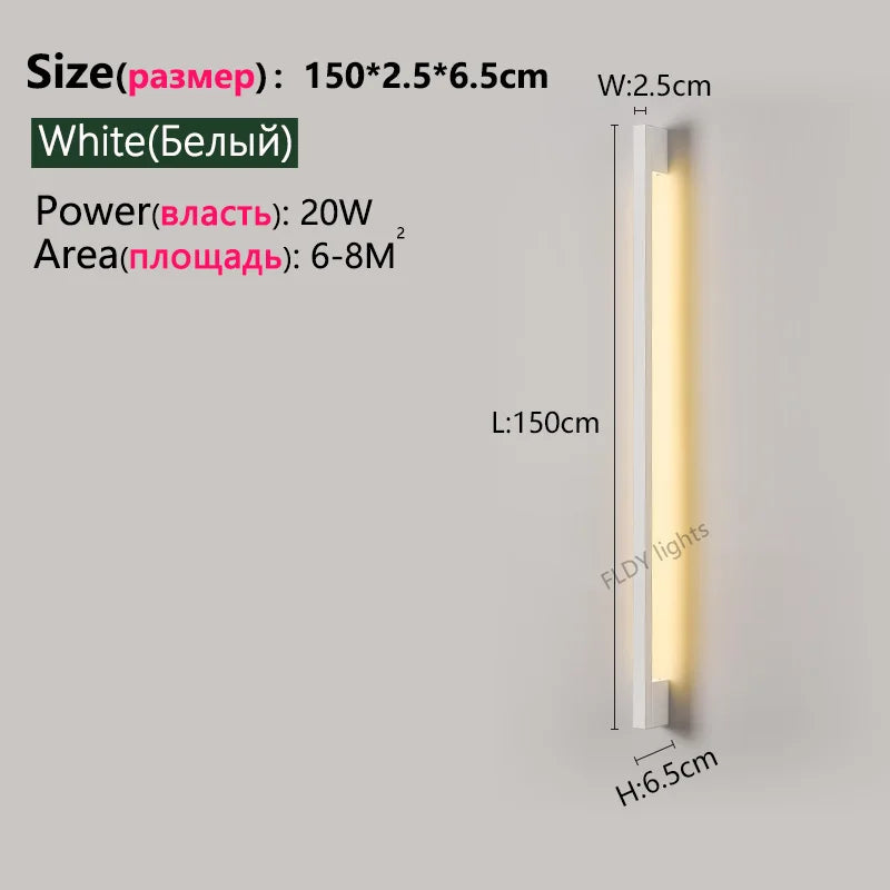 Modern Minimalist Long LED Wall Lamp – Nordic Background Wall Light for Bedroom, Living Room