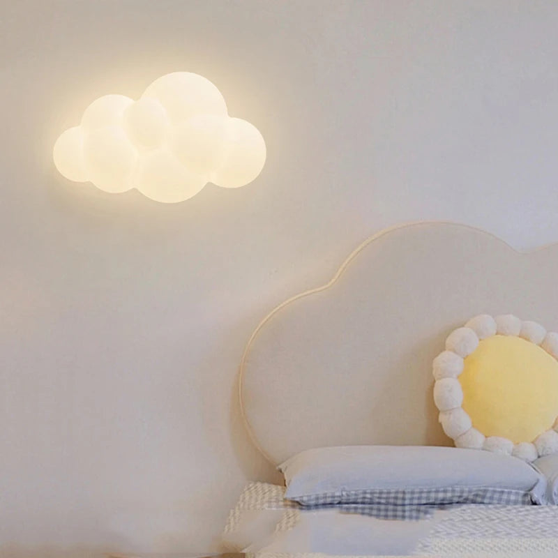 White Cloud LED Wall Lamp – Children's Nursery and Bedroom Bedside Light in Soft PVC for Kids and Baby Rooms