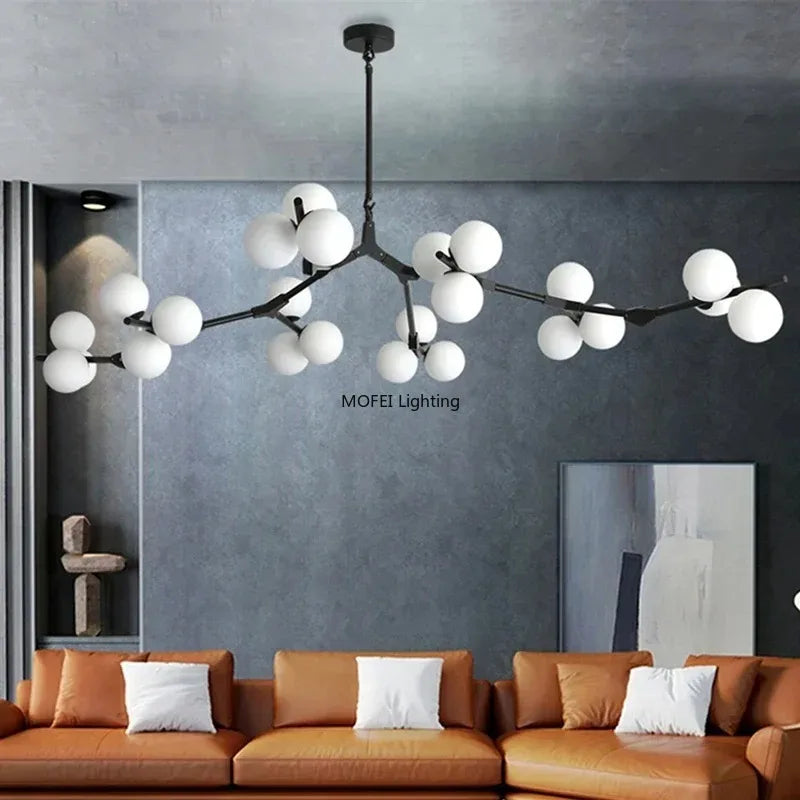 Nordic Creative Magic Bean Molecular Chandelier – Modern Branch LED Pendant Light