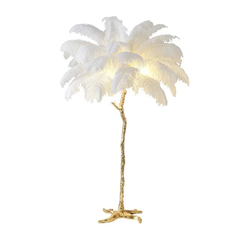 Nordic Creative Feather Floor Lamp – Luxury Bedroom and Living Room Atmosphere Light for High-End Décor