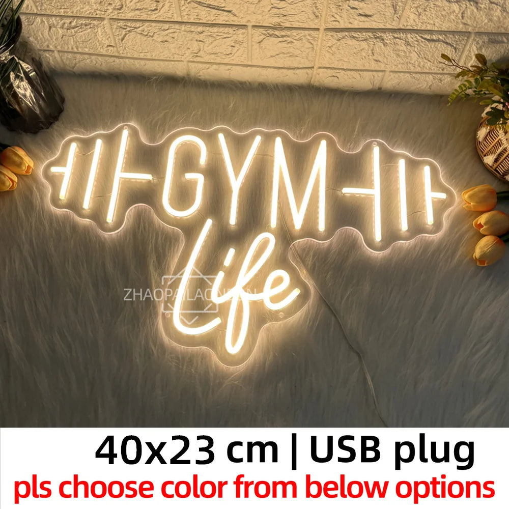 Dumbbell GYM Neon LED Wall Sign – Fitness Club and Sports Room Decorative Neon Light