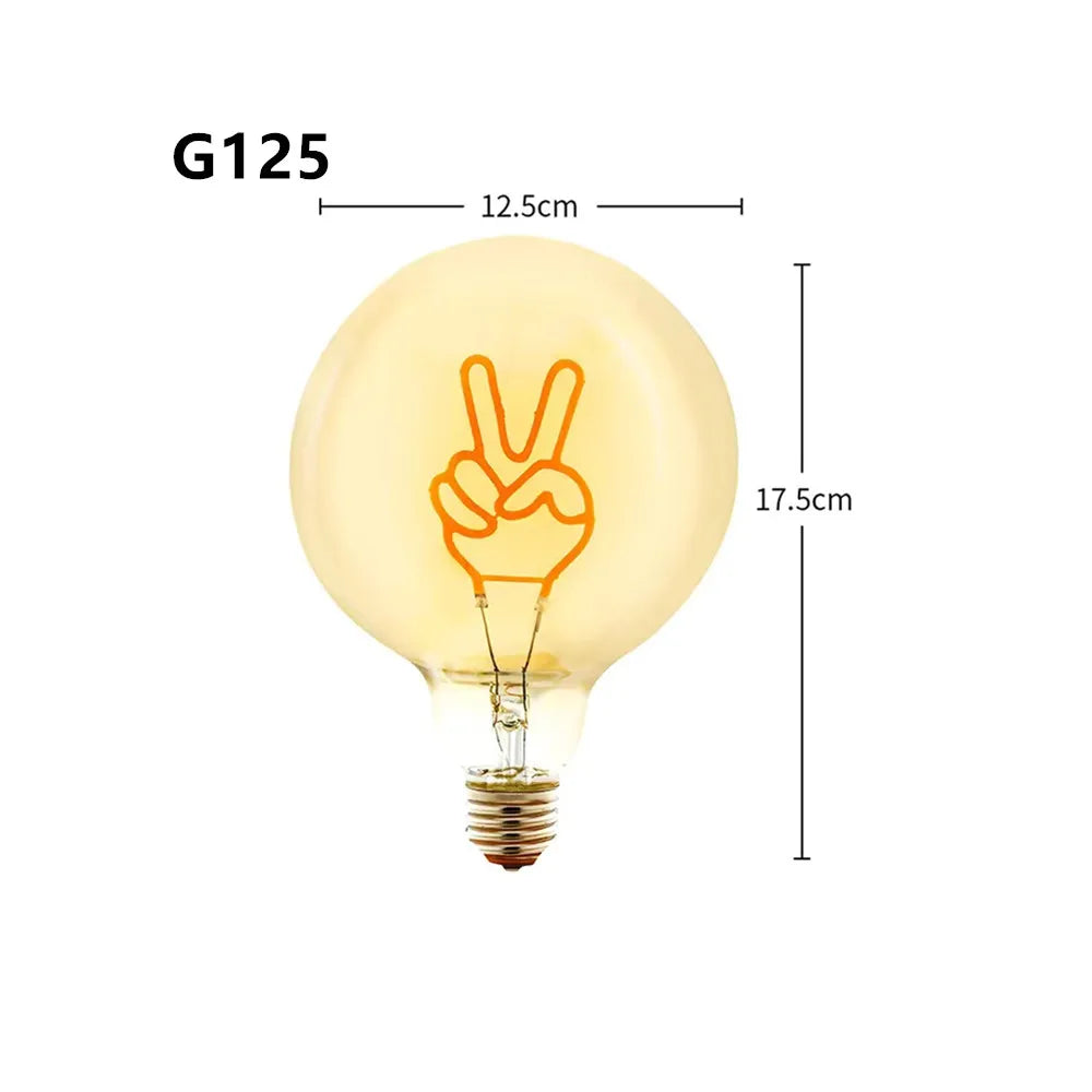 LED Filament Letter Bulb G125 LOVE – Warm Ambient Edison Light for Bedroom and Home Décor