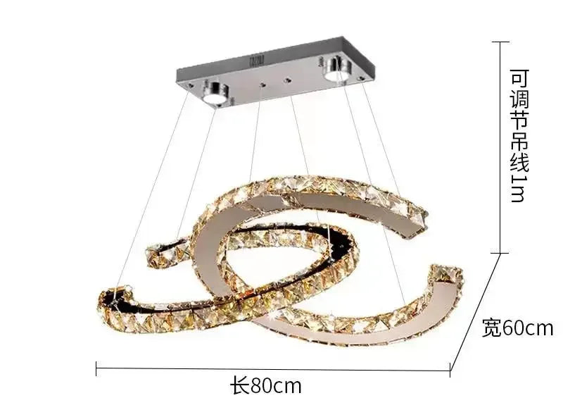 Modern 2024 Special-Shaped Crystal Chandelier – Elegant LED Ceiling Light for Living Room & Dining Room