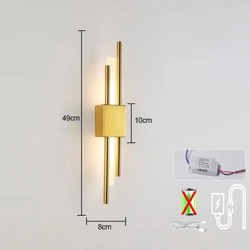 Nordic Rechargeable LED Wall Lamp – Modern Acrylic Up &amp; Down Sconce for Bedroom, Living Room, and Hotel Interior Lighting