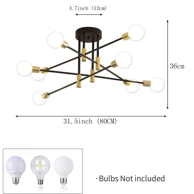 Retro Industrial Wrought Iron Ceiling Chandeliers LED Ceiling Lamp – Modern Home Luminaire for Living Room Decoration
