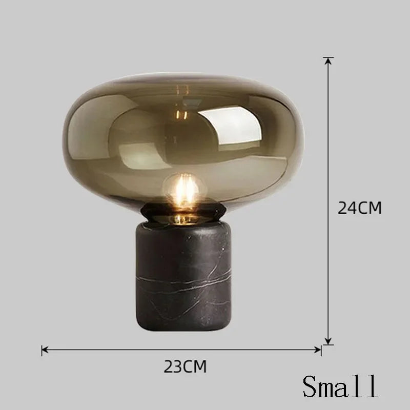 Postmodern Marble Glass Table Lamp – Luxury Black Bedside and Desk Lamp for Bedroom and Living Room