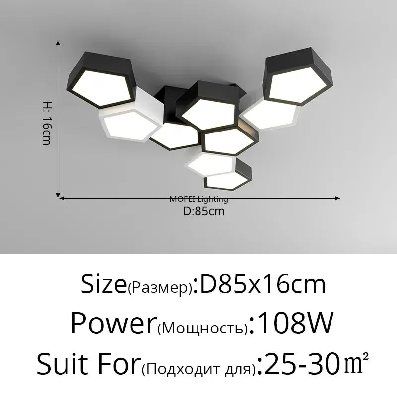 Nordic Designer Honeycomb LED Chandelier – Creative Remote-Dimming Pendant Light for Living Room & Bedroom