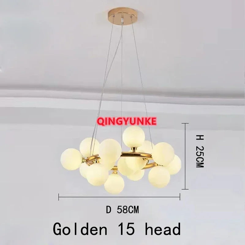Glass Ball LED Chandelier for Living Room – Modern Nordic Ceiling Lamp & Kitchen Island Pendant Light